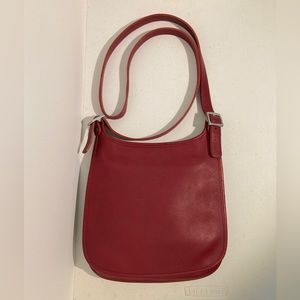 COACH Vintage Red Leather PURSE Slim Flap Crossbody Saddle Bag No C03-9135